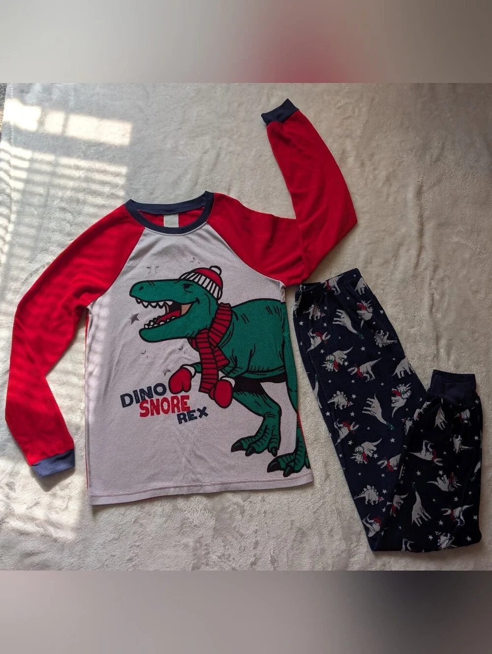 Jellifish Kids Christmas Dinosaur Pajama Set XL (14/16) Dino Snore Rex